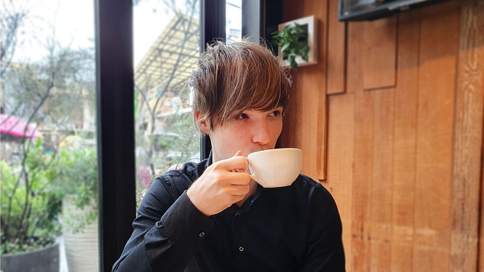 Michael Groen drinking his daily dose of coffee